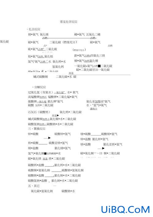 初中毕业升学考试化学，初中化学中常见需要加热的化学反应，化学式!急用？
