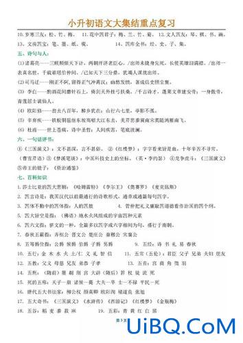小学升学考试语文必考点 语文毕业考必考点？